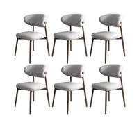 Juego de 6 sillas de comedor de madera con respaldo de piel sintética, alta capacidad de carga, elegantes para restaurante, sala de estar, hotel, dormitorio (negro y gris claro)