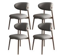 Juego de 6 sillas de comedor de madera con respaldo de piel sintética, alta capacidad de carga, elegantes para restaurante, sala de estar, hotel, dormitorio (negro y gris claro)