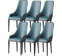 Juego de 6 sillas de comedor de piel sintética modernas, con respaldo alto, asiento blando, patas metálicas robustas de acero al carbono (Blue)