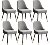 Juego de 6 sillas de comedor de terciopelo tapizadas con patas de metal, muebles modernos de cocina para sala de estar, dormitorio, color morado (patas blancas, negras y doradas)