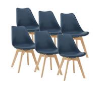 Juego de 6 sillas de comedor fläten estilo escandinavo 82x49x54cm cuero sintético - azul [en.casa]
