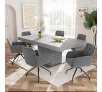 Juego de 6 sillas de comedor giratorias 360° con diseño de rombos, sillón acolchado con 4 patas de metal, silla moderna para salón, salón, salón, sala de estar, estudio, soporte lumbar, terciopelo