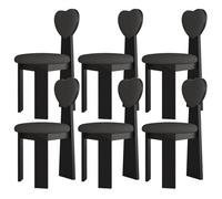 Juego de 6 sillas de comedor modernas de madera maciza de mediados de siglo con cojines de cuero y respaldo de tela, perfectas para cocina, comedor, sala de estar, oficina (negro)