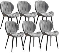 Juego de 6 sillas de comedor retro con patas de metal para recepción de restaurante, color verde, patas negras, muebles elegantes y resistentes para comedor