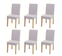 Juego de 6 sillas de comedor Silla de cocina Littau ~ textil, crema-beige, patas claras