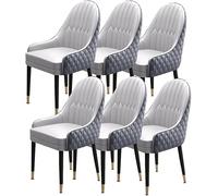 Juego de 6 sillas de comedor, sillones modernos con patas de madera, asientos de piel de microfibra acolchada suave para cocina y comedor, comodidad y estilo