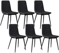 Juego de 6 sillas de comedor, taburetes de cocina, sillas de esquina para sala de estar con patas de metal, asiento y respaldo de piel sintética (negro) - Muebles modernos y elegantes