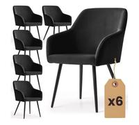 Juego de 6 sillas de terciopelo liso estelle negro patas negras