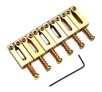 Juego de 6 sillines de puente para guitarra eléctrica de latón macizo, puente de puente, código de cuerda, cuerda de tracción (dorado)