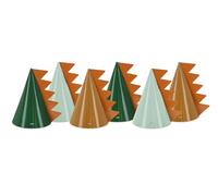 Juego de 6 sombreros de fiesta de dinosaurios de 16 cm, gorro de cumpleaños, decoración para fiestas de cumpleaños infantiles, accesorios para disfraces, color verde y marrón