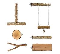 Juego de 6 soportes multifuncionales para pájaros, plataforma de columpio para mascotas, para descansar y masticar, percas de juguete