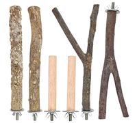 Juego de 6 soportes para perca para pájaros,juguetes para loros de jaula de pájaros de madera natural plataforma de pie para pequeños y medianos periquitos,pinzones cacatúa periquito accesorio jaula