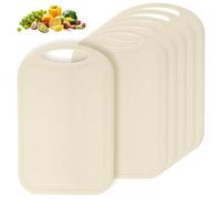 Juego de 6 Tabla de Cortar Cocina, 25 x 16 cm Tabla Cortar Cocina Antideslizante con Ranura para el Jugo y Asas, Apta para Lavavajillas, Sin BPA, Duras y Durable, para Frutas, Verduras, Carne