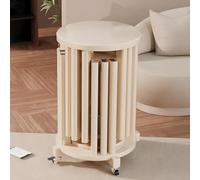 Juego de 6 taburetes apilables con ruedas y frenos, mesas auxiliares apilables para cocina y sala de estar, mesas auxiliares redondas que ahorran espacio para dormitorio