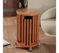 Juego de 6 taburetes apilables con ruedas y frenos, mesas auxiliares apilables para cocina y sala de estar, mesas auxiliares redondas que ahorran espacio para dormitorio