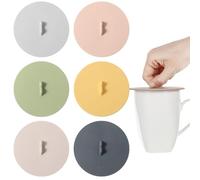 Juego de 6 tapas de silicona para tazas de café, 10 cm, reutilizables, aptas para alimentos, a prueba de polvo y herméticas