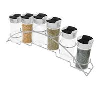 Juego de 6 tarros de 90 ml con soporte de acero inoxidable para guardar especias