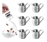 Juego de 6 tarros de leche de acero inoxidable de 3 oz - Jarra de leche de café espresso - Jarra de espuma portátil para leche, espresso y capuchino