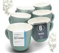 Juego de 6 tazas de café Ibiza - Gres premium, resistente a los arañazos, apto para lavavajillas y microondas - Set de tazas de té y café de Pure Living en Turquesa