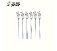 Juego de 6 tenedores de comedor coreanos de acero inoxidable, pulidos como espejo, para lavavajillas, ideales para el hogar y