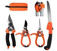 Juego de 6 tijera y podar con bypass, sierra, guantes, bolsa de almacenamiento, juego de podar para plantas