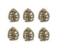 Juego de 6 tiradores de caj n Zeckos de hierro fundido con acabado dorado en forma de hoja de monstera: perillas decorativas para gabinetes - Ele