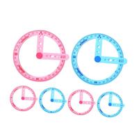 Juego de 6 transportadores de brazo oscilante de plástico, suministros de aula a granel para matemáticas y geometría de escuela secundaria (rosa y azul)