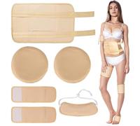 Juego de 6 unidades de aceite de ricino, kit de aceite de ricino orgánico reutilizable para cuello, cintura, pecho, rodilla, correas elásticas ajustables, almohadillas de compresión de aceite de