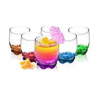 Juego de 6 vasos de cristal, 250 ml, base multicolor, aptos para lavavajillas