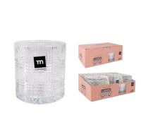 Juego de 6 Vasos de Cristal Transparente - Para Agua, Whisky, Zumos, Refrescos | Set de 6 Tazas de Cristal Fuerte y Resistente - Uso Diario, Eventos, Hogar o Professional (Largie - 350 ml)