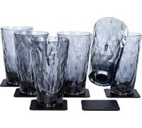 Juego de 6 vasos de plástico magnéticos incl. posavasos de gel metálico 300 ml gris silwy®