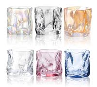 Juego de 6 vasos de whisky, 200 ml, diseño colorido, vasos de pared gruesa para whisky, ron, cócteles, idea de regalo para hombres, cumpleaños, día del padre, bar y casa