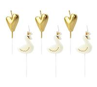 Juego de 6 velas de cisne y corazón