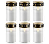 Juego de 6 Velas LED para Tumba Exterior, Vela para Cementerios, Luces Funerarias, Lámpara para Tumbas, Vela Led Efecto Llama, 6 Meses de Duración, Funciona con Pilas (pilas no incluidas)