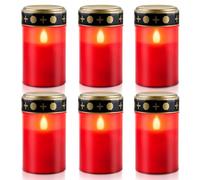 Juego de 6 Velas LED para Tumba Exterior, Vela para Cementerios, Luces Funerarias, Lámpara para Tumbas, Vela Led Efecto Llama, 6 Meses de Duración, Funciona con Pilas (pilas no incluidas)