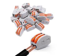 Juego de 60 abrazaderas de cable eléctricas, con palanca de accionamiento, terminales enchufables de 4 mm², abrazadera de conductor para cable fijo, 2 conductores, bloques de conexión eléctricos