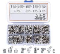 Juego de 60 accesorios de lubricación M6 M8 para m10 45° 90°, prensa de engrase recta, pezones de acero al carbono, galvanizados con dispensador de agujas para automoción, construcción, almacén