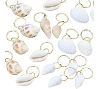 Juego de 60 accesorios para el cabello de concha natural, 5 variedades únicas de concha con anillos para trenzas, perfecto para un estilo elegante