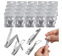 Juego de 60 cortaúñas con 40 cortaúñas pequeños, 20 cortaúñas grandes y 20 bolsas, herramientas de corte de uñas de acero inoxidable con agujeros para llavero para hombres y mujeres