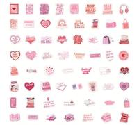 Juego de 60 pegatinas de color rosa para libro, pegatinas estéticas, regalos para mujeres y niñas, amantes de los libros
