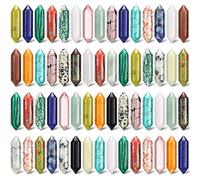 Juego de 60 piedras hexagonales de cristal, piedras de preocupación a granel, piedras curativas de bala, piedras preciosas hexagonales en forma de bala, cristales de chakra para brujería, meditación y