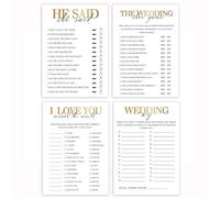 Juego de 60 piezas de despedida de soltera dorada para invitados, suministros de fiesta de compromiso de boda, incluye 4 juegos - I Love You around World, He Said She Said, juego de zapatos de boda,