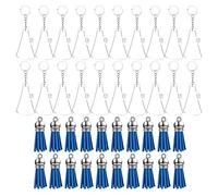 Juego de 60 piezas de llavero colgante de borlas azules llavero acrílico transparente para artesanía llavero colgante