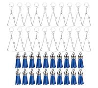 Juego de 60 piezas de llavero colgante de borlas azules llavero acrílico transparente para artesanía llavero colgante