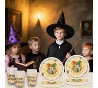 Juego de 60 piezas de vajilla mágica Wizard para fiesta de cumpleaños, vajilla decorativa Wizard para niños, vajilla de cumpleaños mágica, decoración Wizard para fiesta de cumpleaños con platos