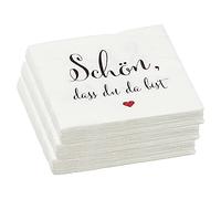 Juego de 60 servilletas con texto en alemán "Schön dass du da bist", servilletas de papel de 3 capas, 33 x 33 cm, accesorio de fiesta (juego de 60 servilletas "Schön dass du da bist")