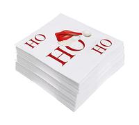 Juego de 60 servilletas, diseño de Navidad "HoHoHoHoHoHo" (servilletas de papel de 33 x 33 cm), color blanco