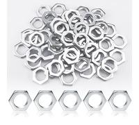 Juego de 60 tuercas hexagonales planas con tuerca hexagonal baja chapada en zinc, tuerca fina para fijar tornillos y pernos con rosca fina (M12 x 1 mm)