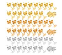 Juego de 600 pendientes + accesorios de tapones para los oídos, accesorios de bricolaje: base de pendientes con tallo, pendientes redondos planos, accesorios para pendientes