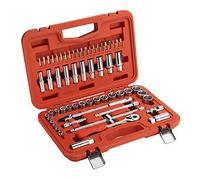 Juego de 61 llaves de vaso de 3 y 8 pulgadas que incluye enchufes estándar y profundos, trinquete de agarre suave de liberación rápida, brocas, extensiones, junta universal, bujía, 6 puntos, Cr-V,